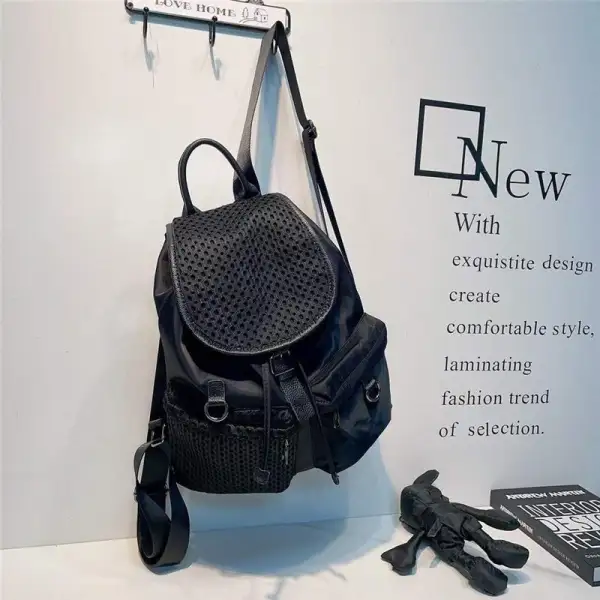 Drawstring Flap Backpack with Pockets