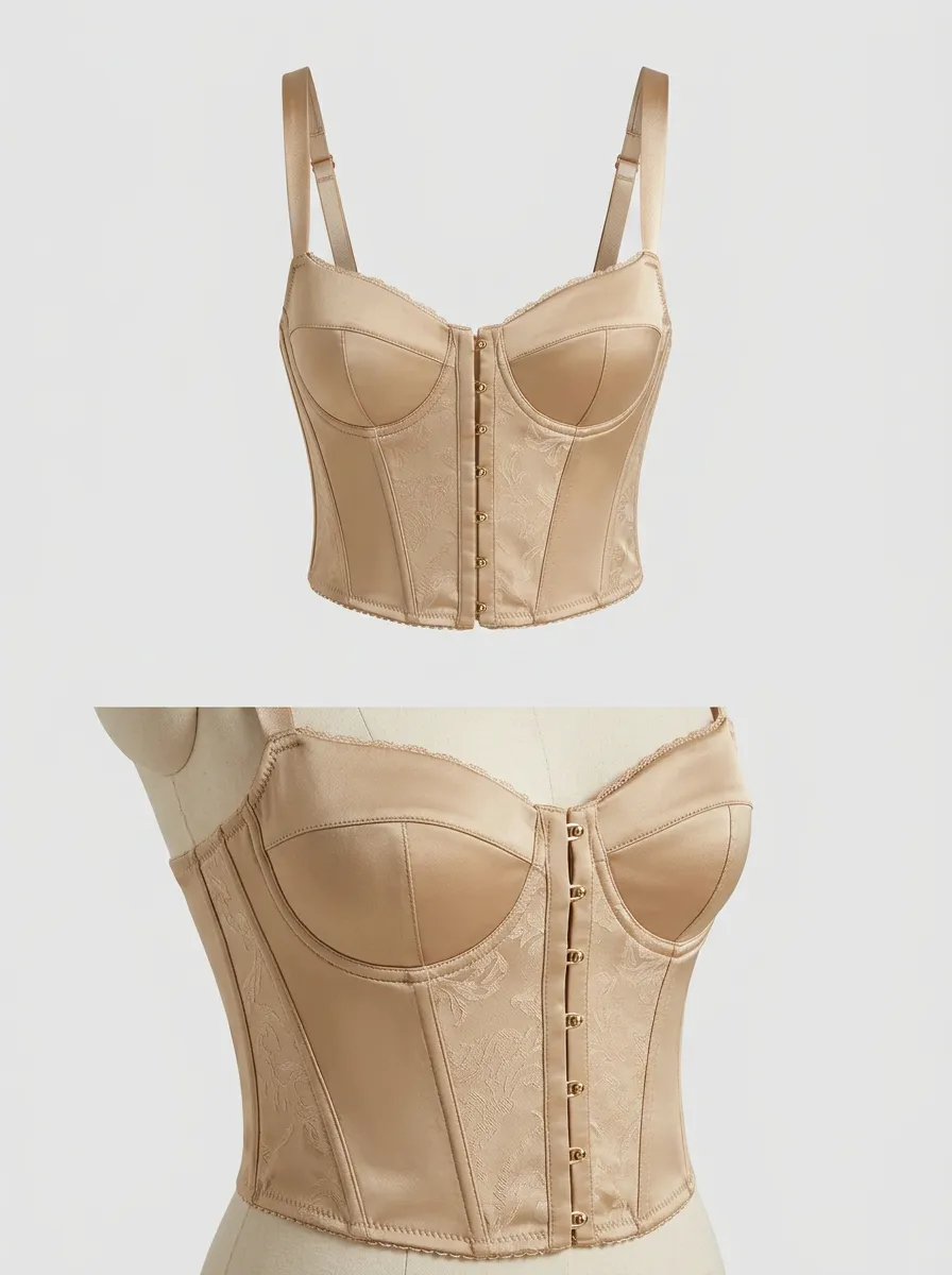 Hook-and-Eye Satin-Style Women's Corset Top