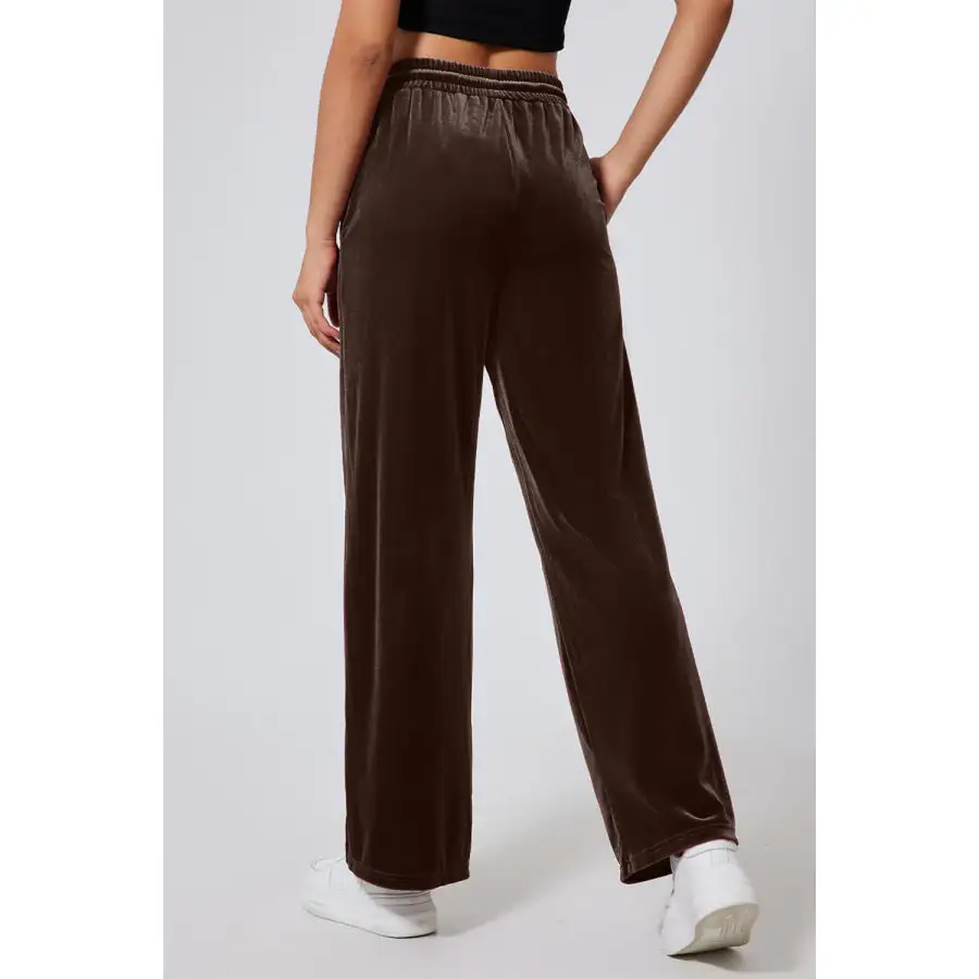 Drawstring Elastic Waist Straight Leg Pants