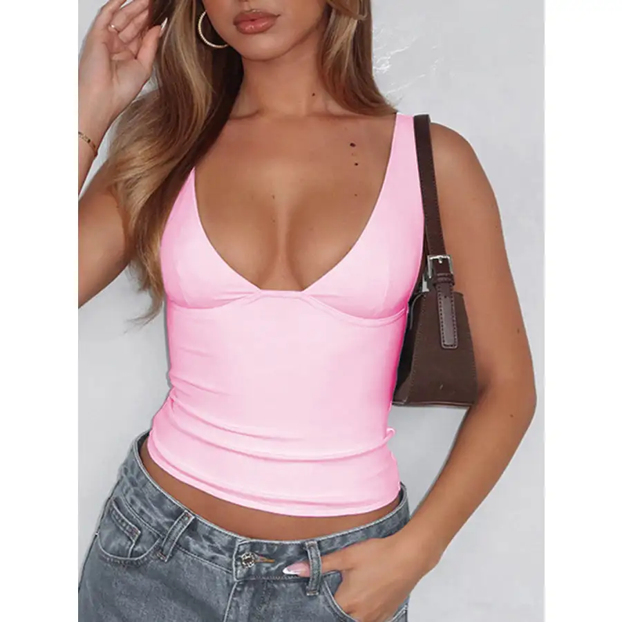 Wide Strap V Neck Tank