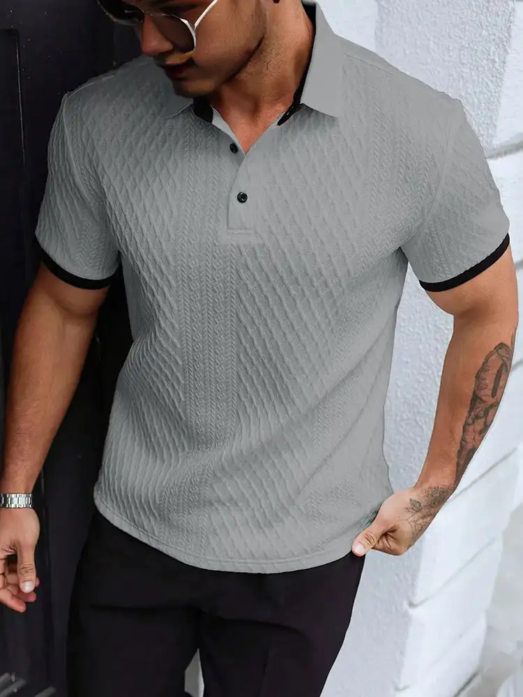 Contrast Trim Cool-Touch Cotton Knit Short Sleeve Shirt