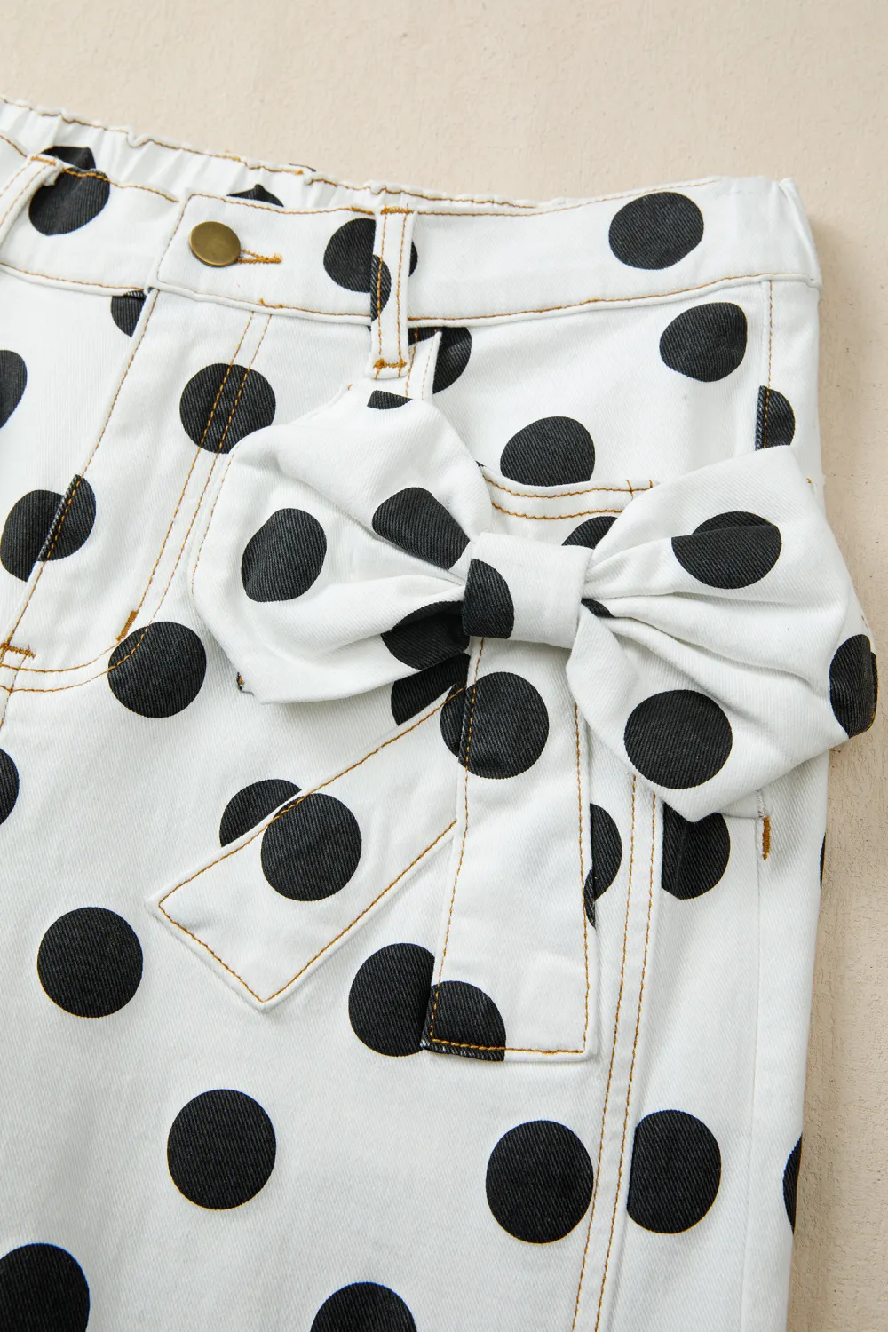 White Polka Dot Bow Jeans