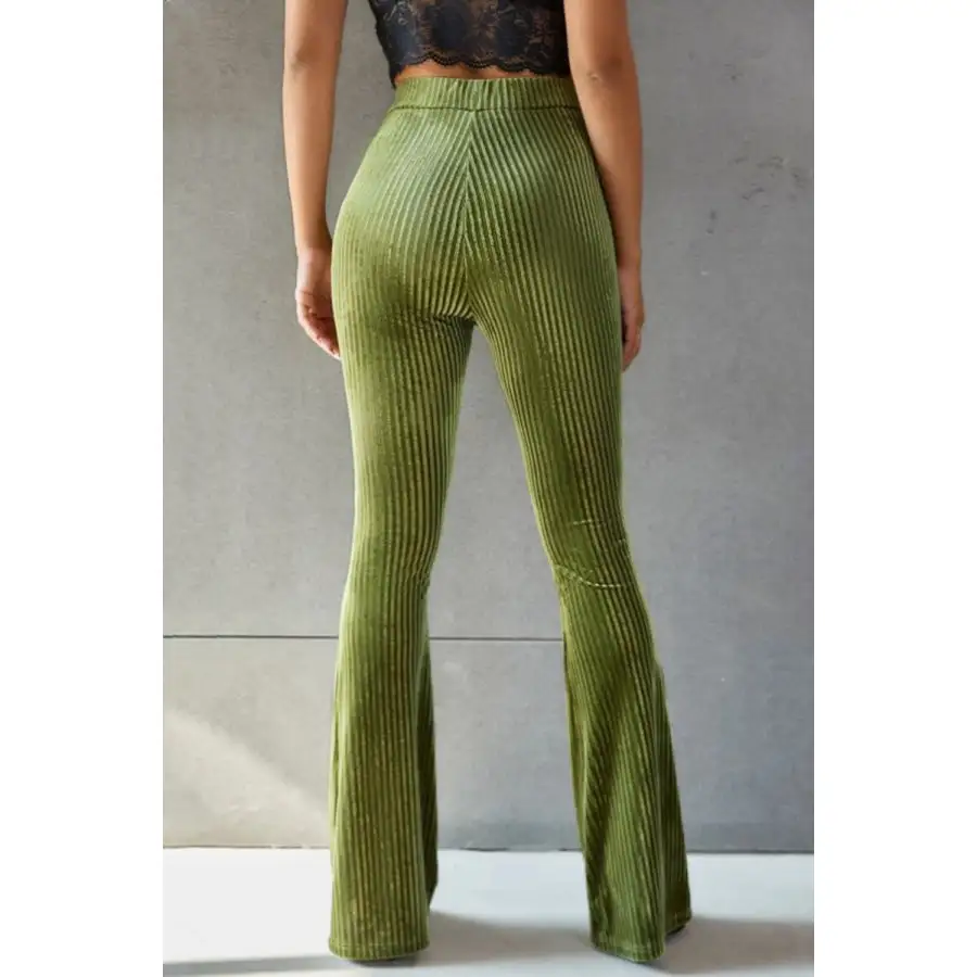 Ribbed High Waist Flare Pants