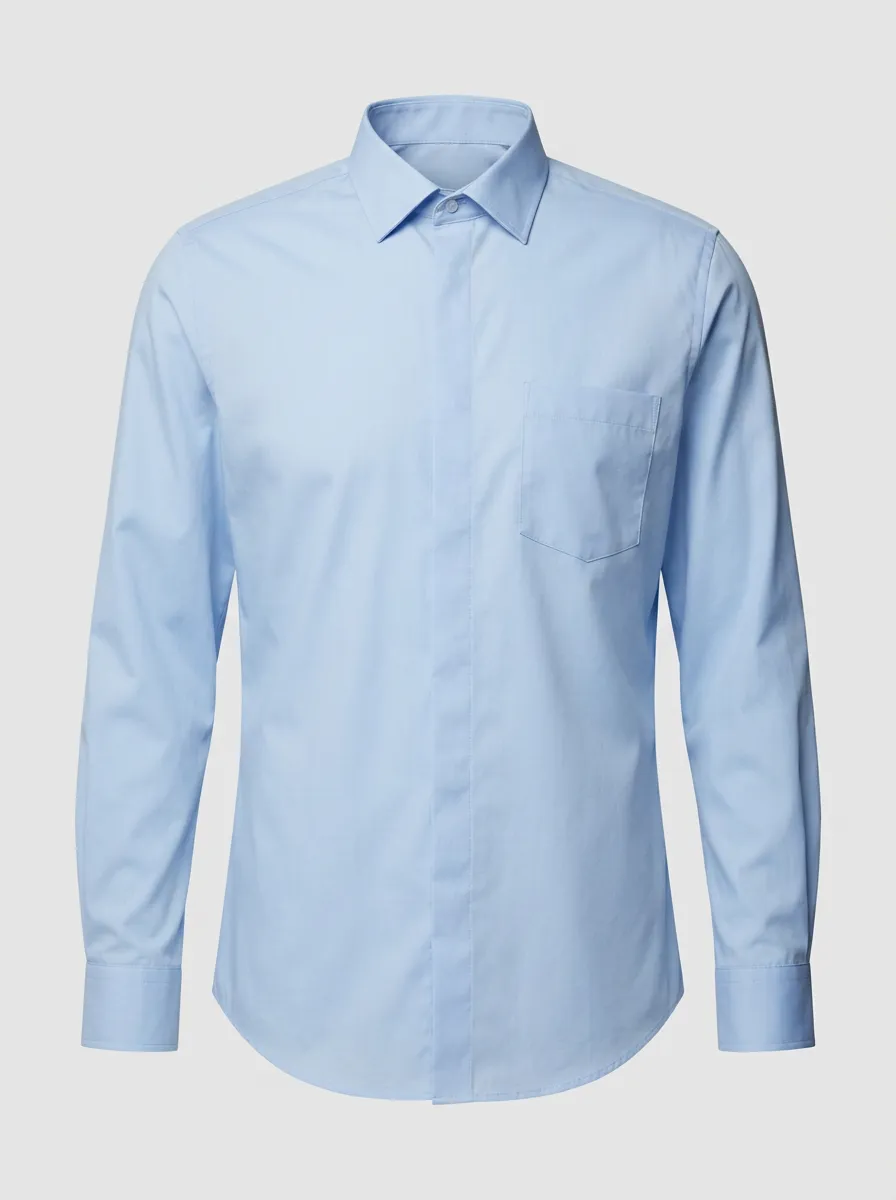 Men's Non-Iron Pure Cotton Light Blue Pocket Shirt