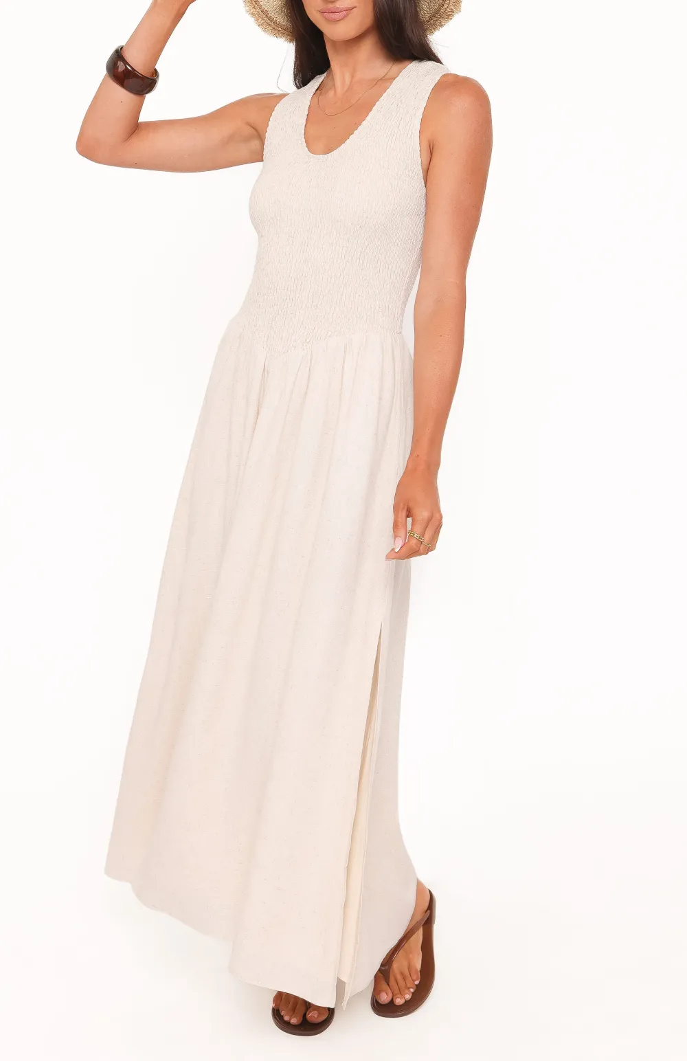 A-Line Scoop Neck Maxi Dress
