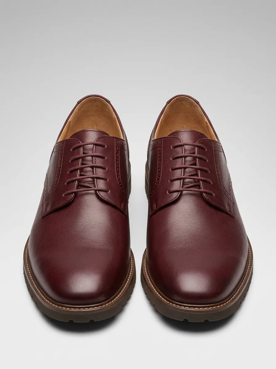 Men's D4 Classic Burgundy Leather Printed Dress Oxford Shoes