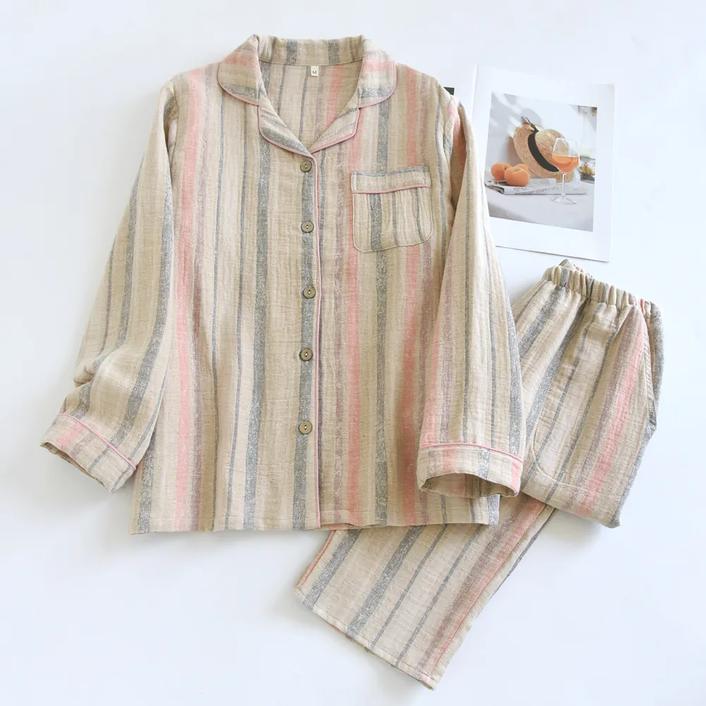 Artistic Contrast Striped Pajama Set
