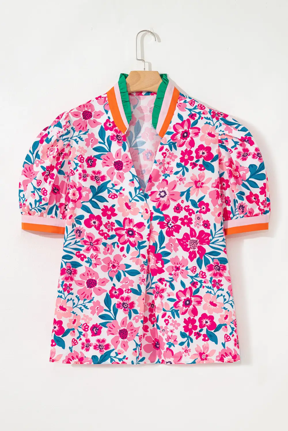 Everyday Striped Floral Short Sleeve Blouse