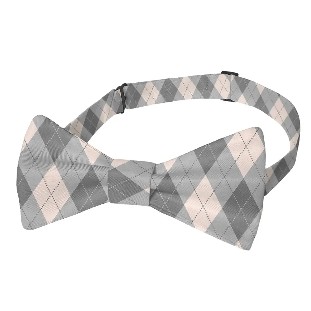 Argyle Plaid Motif Bow Tie
