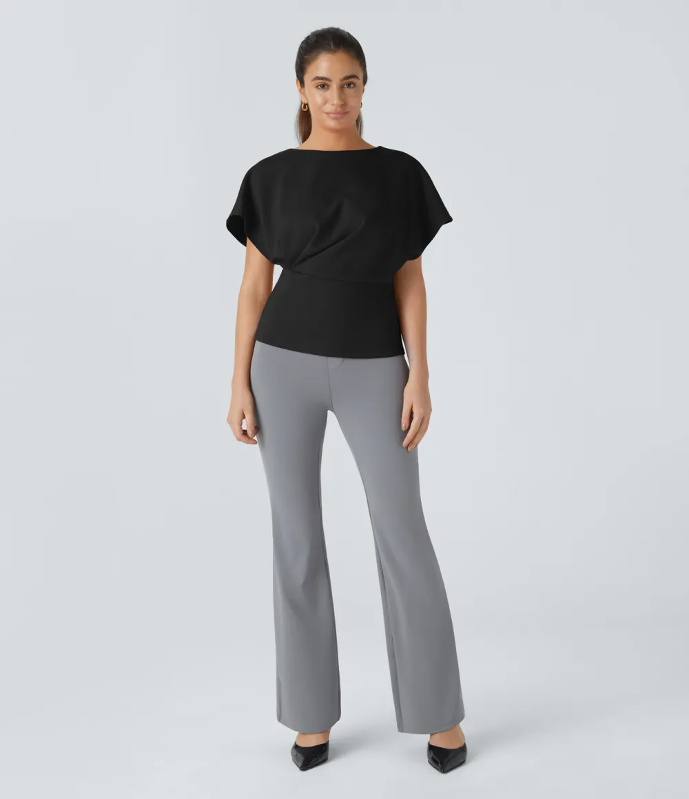 Short Sleeve Plicated Work Top