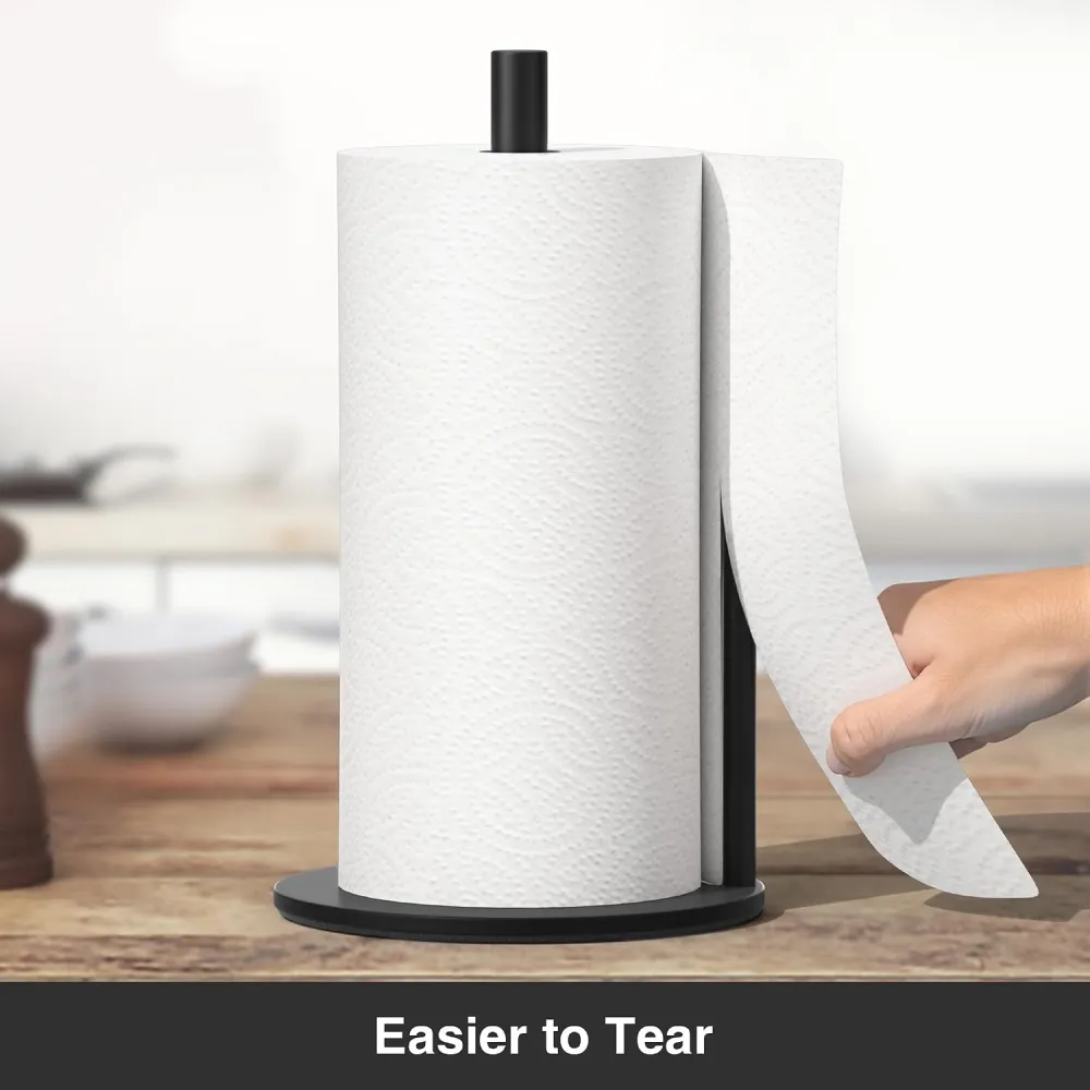 Paper Towel Holder Black Stainless Steel Kitchen Countertop Roll Organizer