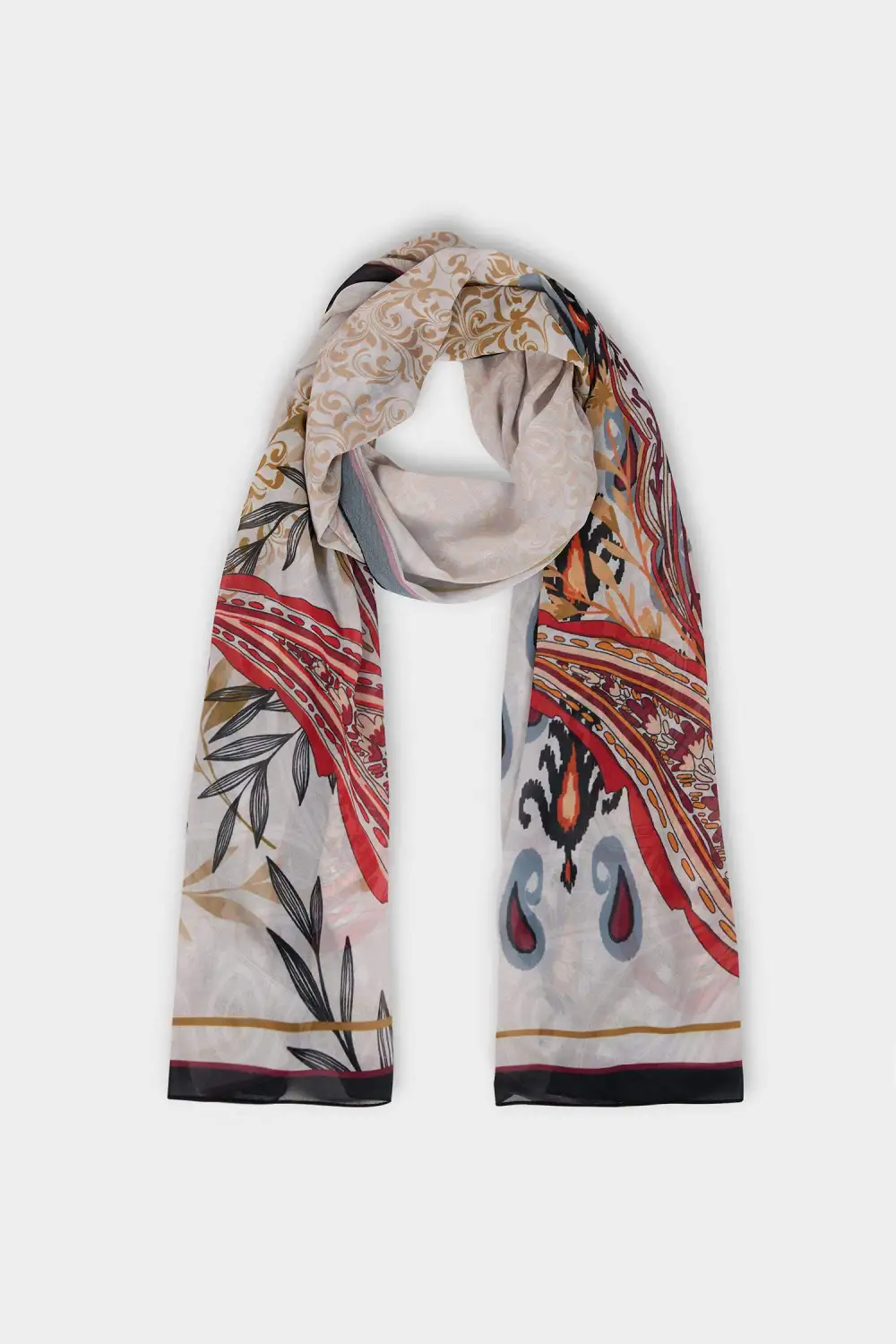 Artistic Print Silk Scarf For Ladies