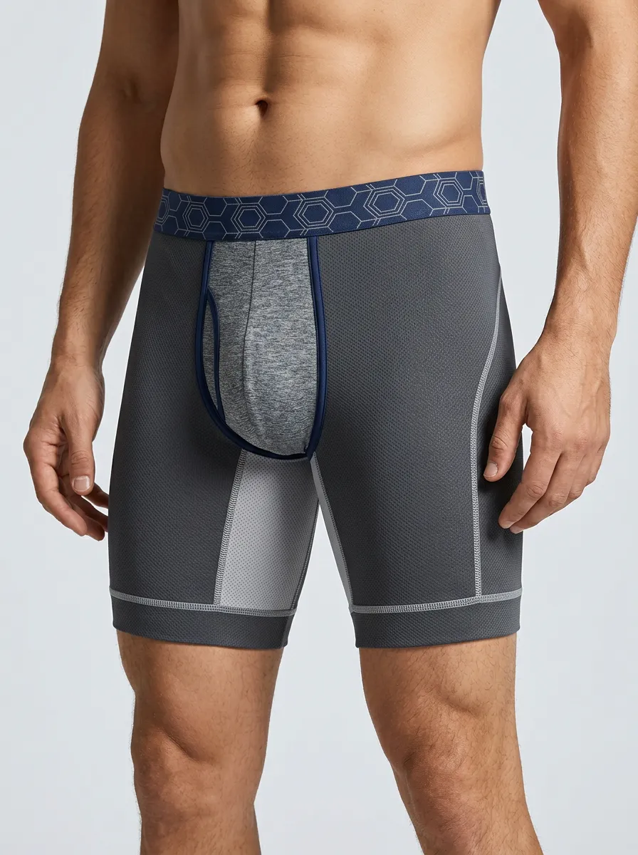 Men's Athletic Performance Hexagon Waistband Boxer Briefs