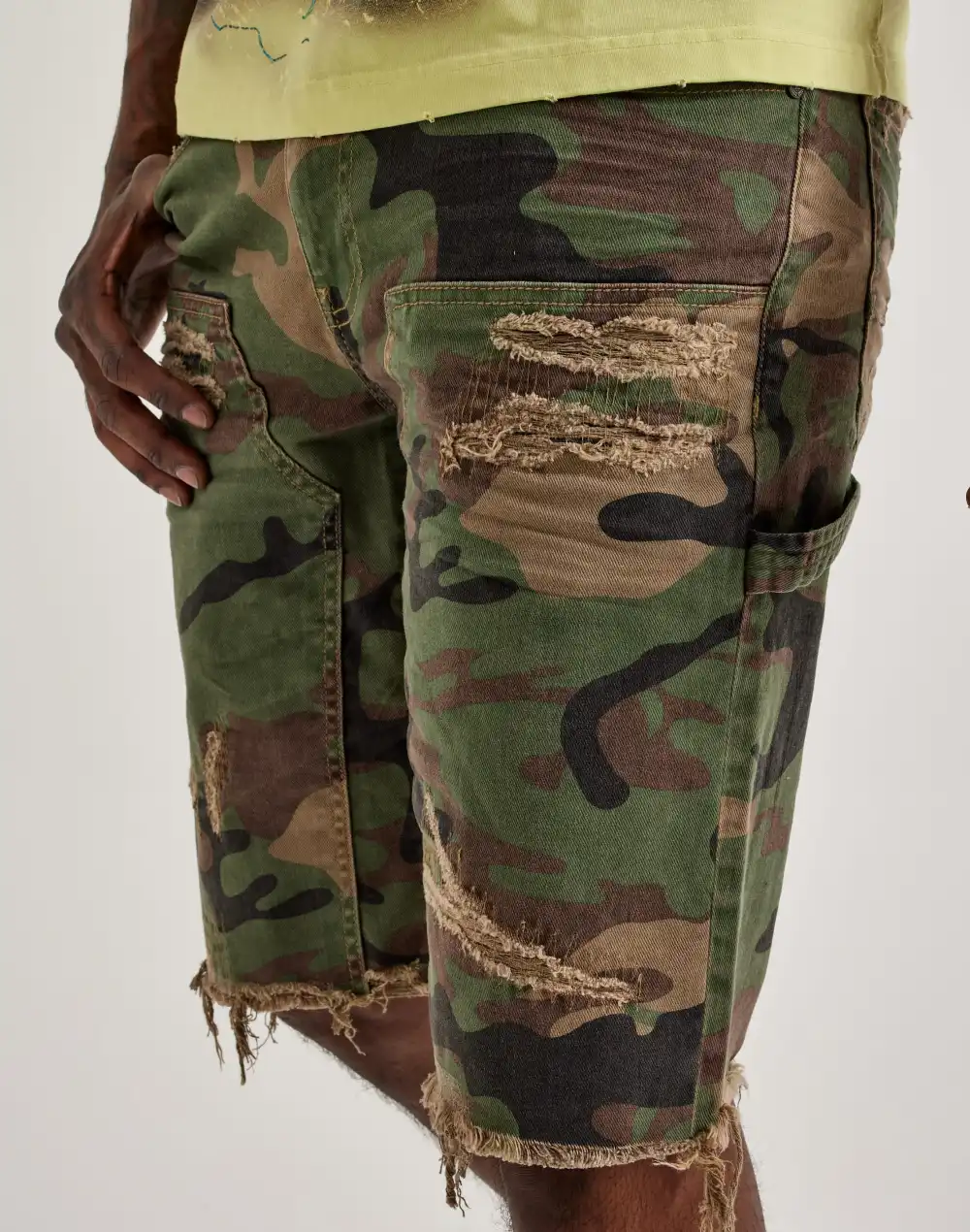 Denim Distressed Carpenter Shorts