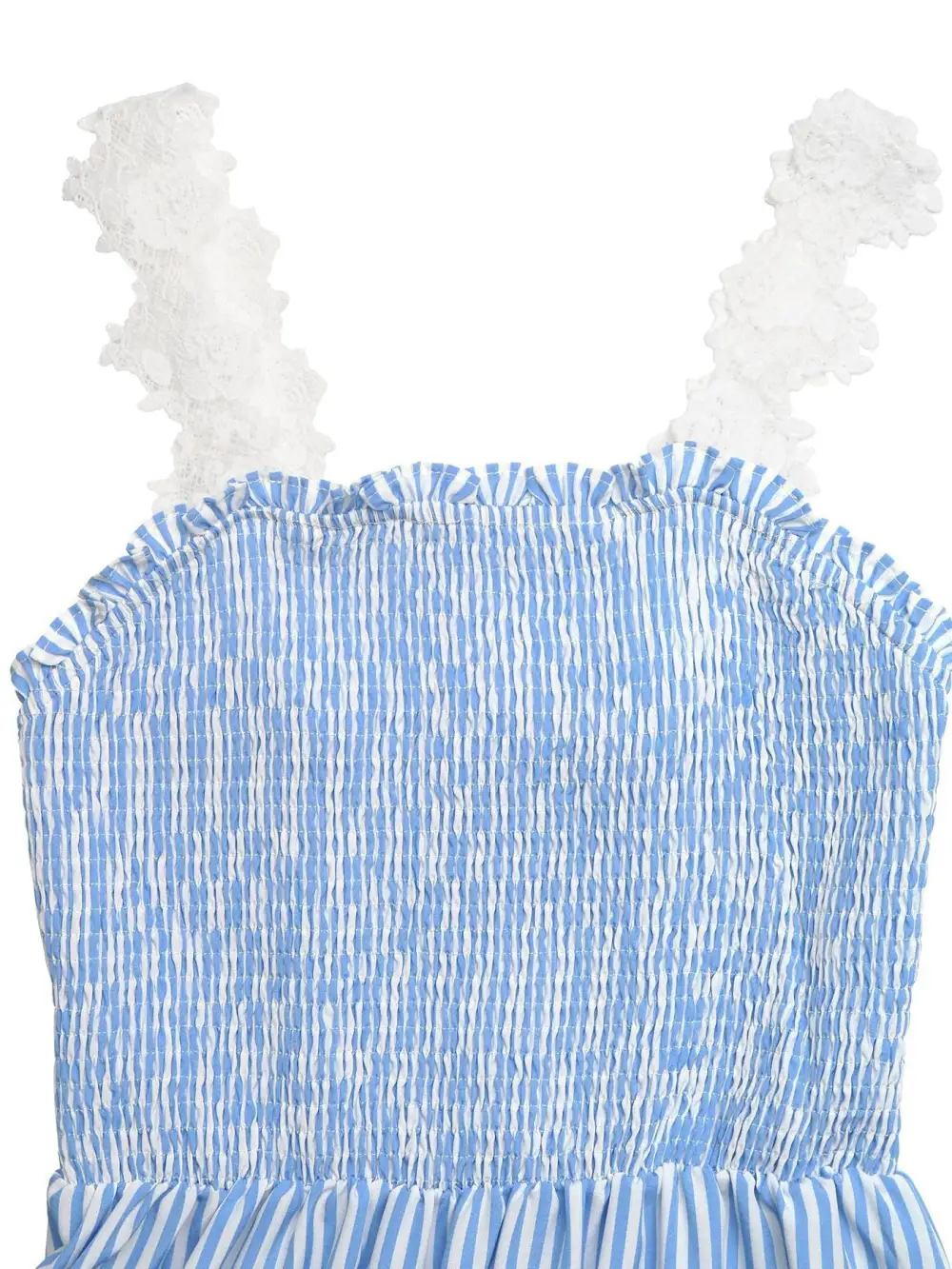 Striped Lace Smocked Midi Dress