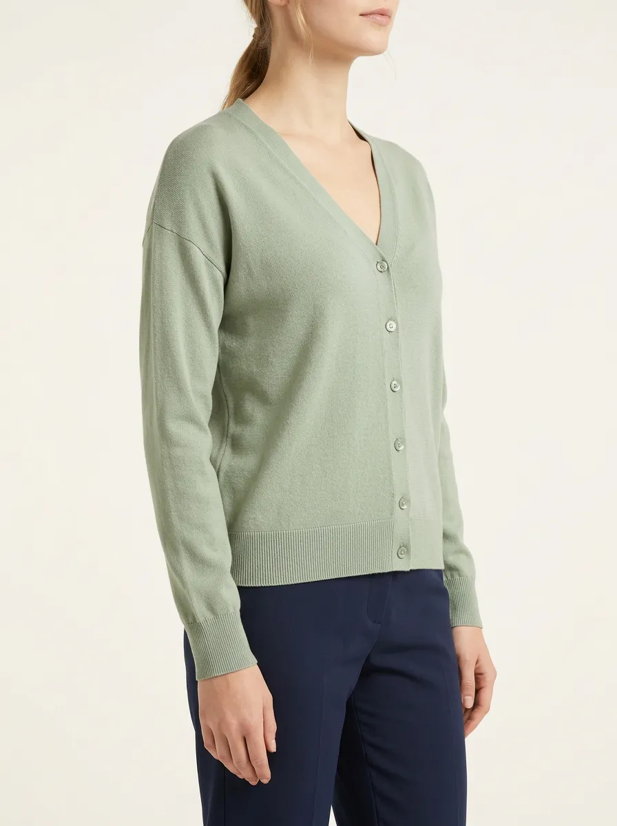 Women's Button-Front V-Neck Button-Down Cardigan