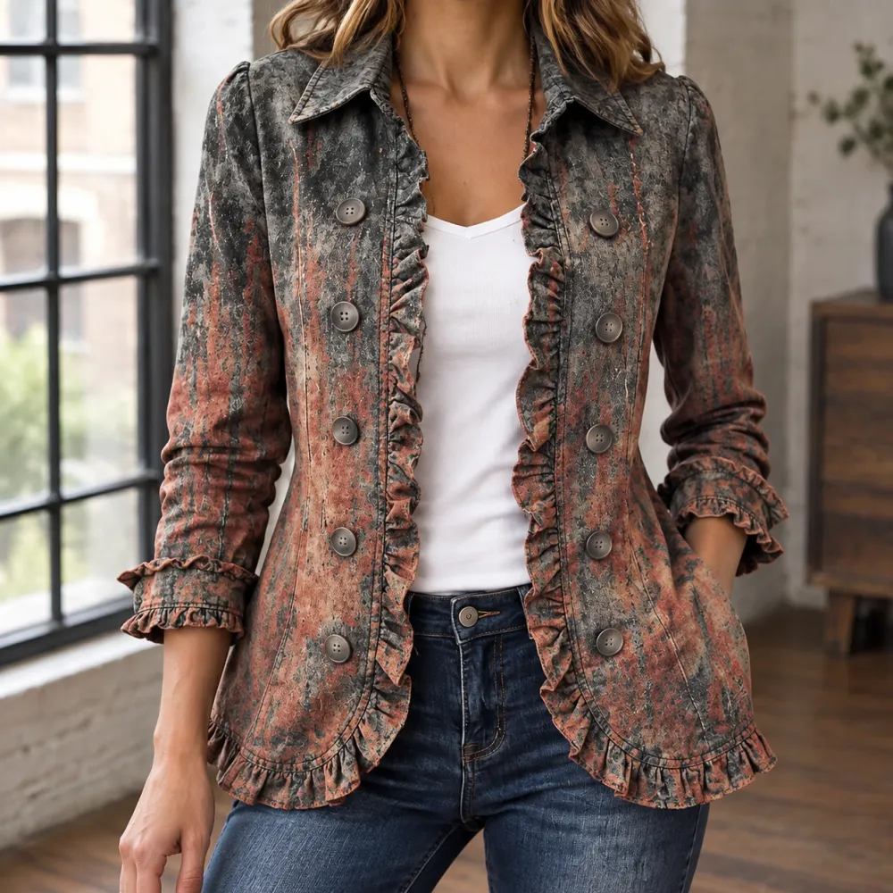 Printed Ruffle Jacket