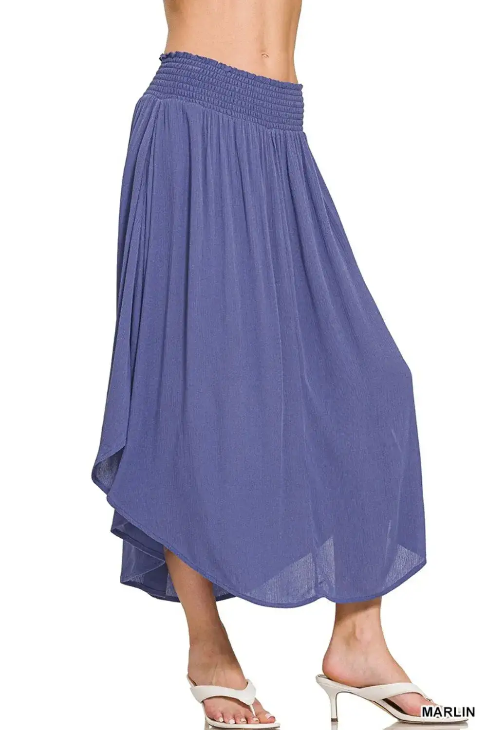 Lightweight Smocked Pocket Detail Skirt