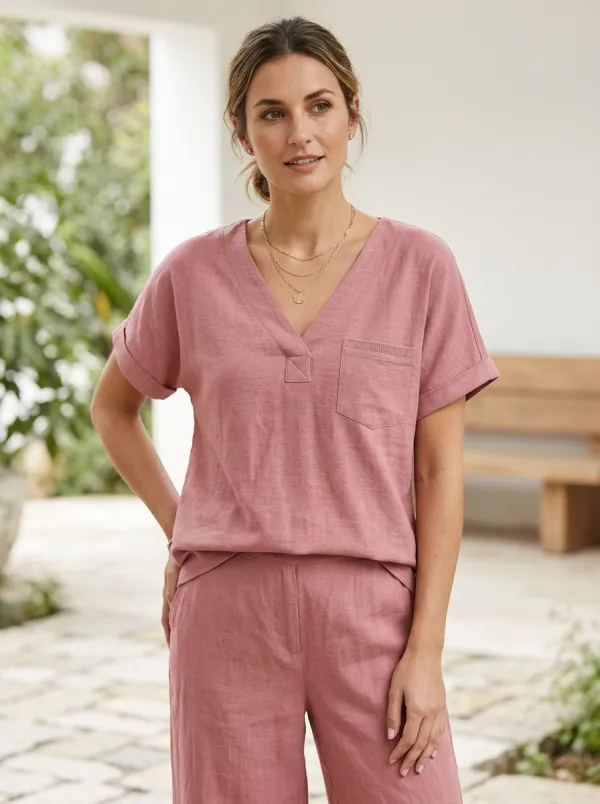 Soft-Look Women's V-Neck Casual Lounge Set
