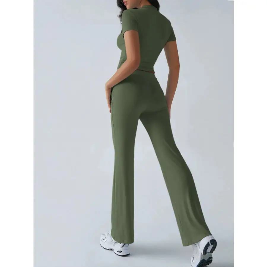 Everyday Round Neck Short Sleeve Top and Pants Set