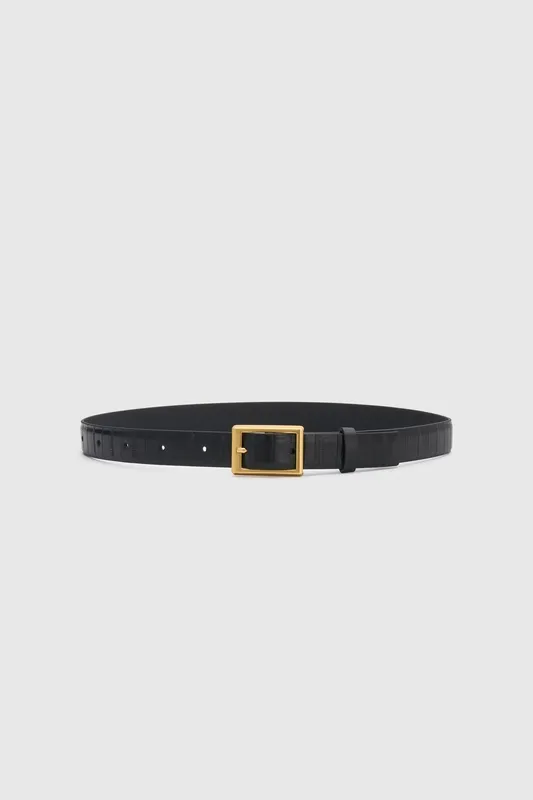 Black Textured Belted Belt