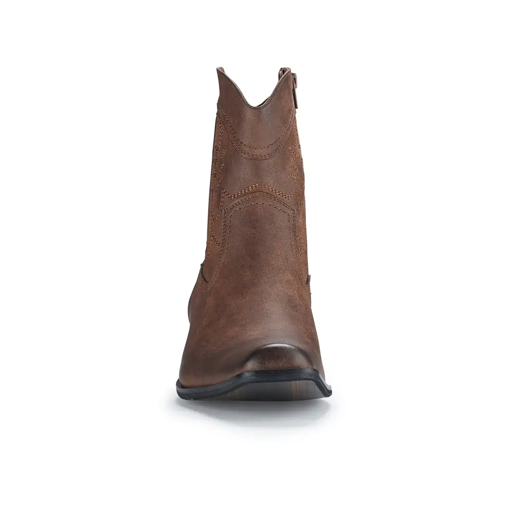 Faux-Leather Pointed-Toe Zip-Up Western Boots