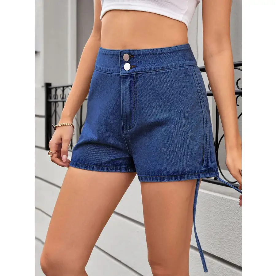 Everyday Drawstring Pocketed Denim Shorts