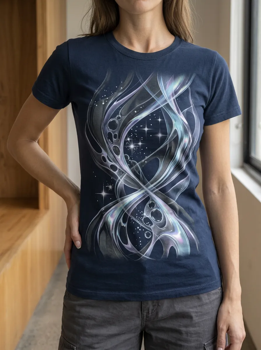 Women's Abstract Cosmic Swirl Printed T-shirt