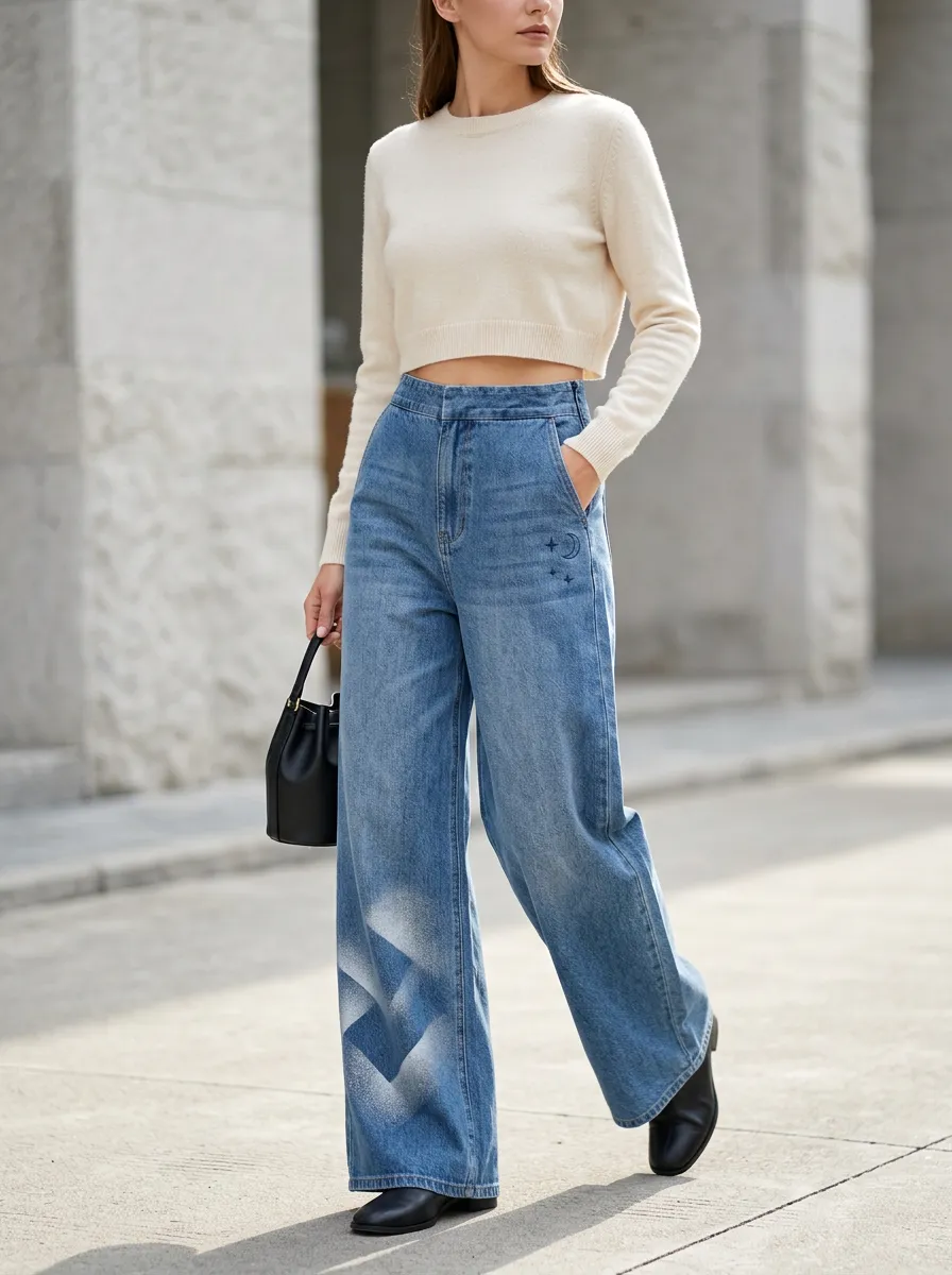 Women's Wide Leg Denim Jeans