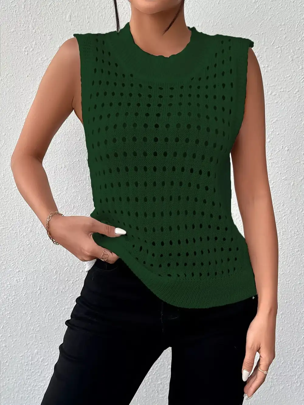 Round-Neck Knit Tank Top