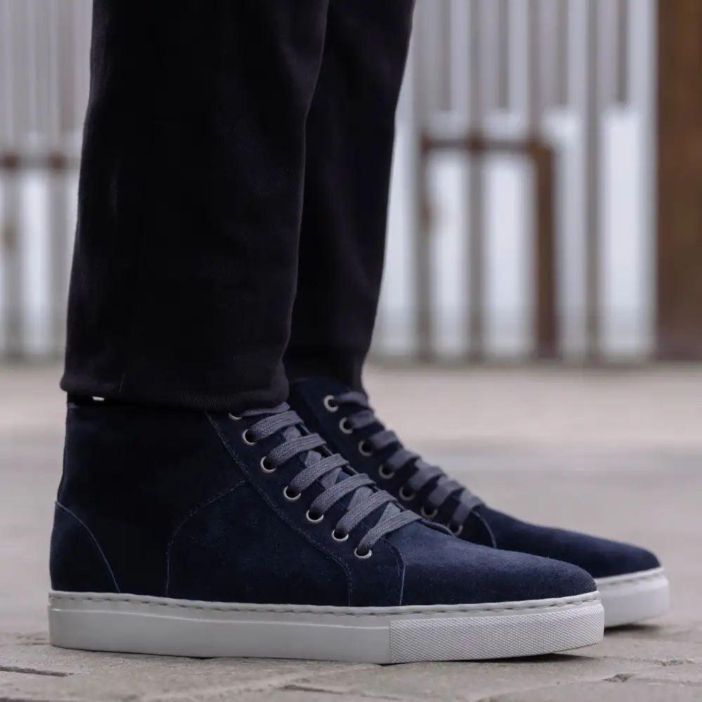 Textured Suede High Top Sneakers