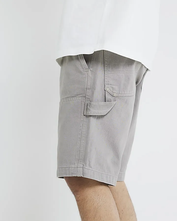 Men's Grey Denim Shorts with Large Pockets