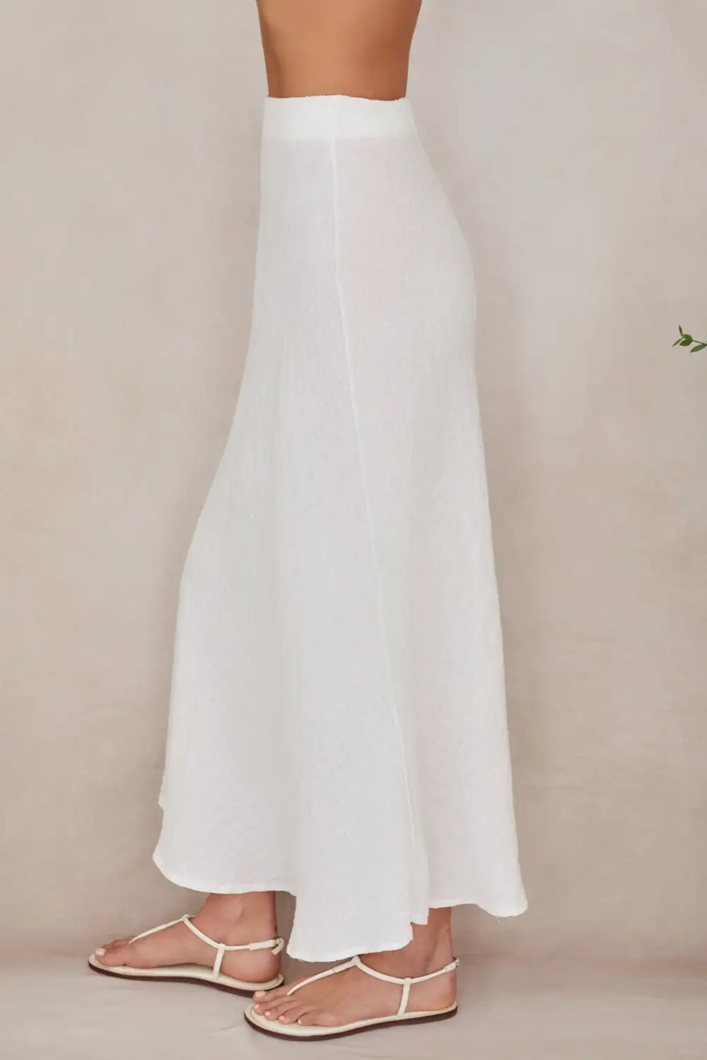 Linen Crinkle Midi Skirt
