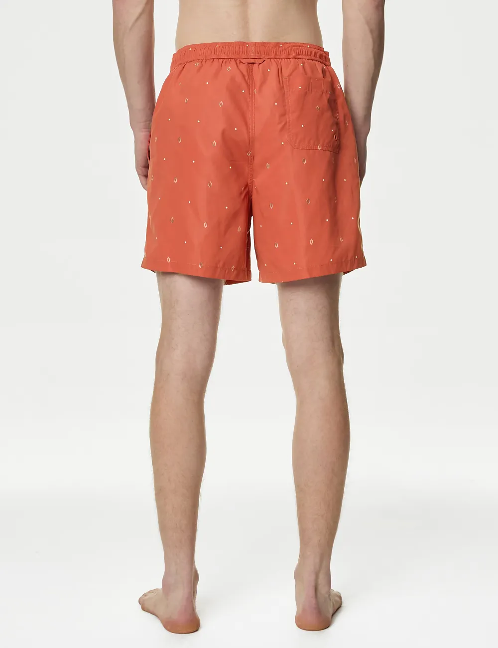 Men's Orange Patterned Drawstring Waist Swim Shorts