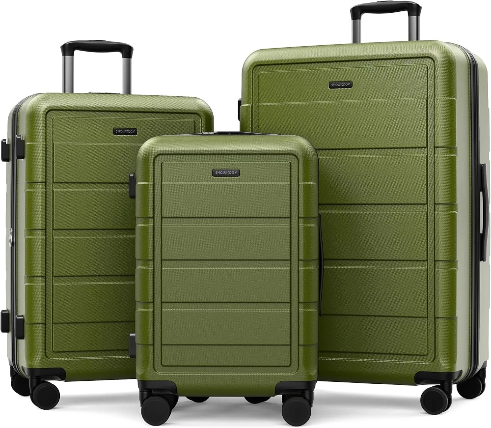 SHOWKOO G-Series Luggage set 3pcs, 100% PC Durable Hardshell Suitcase