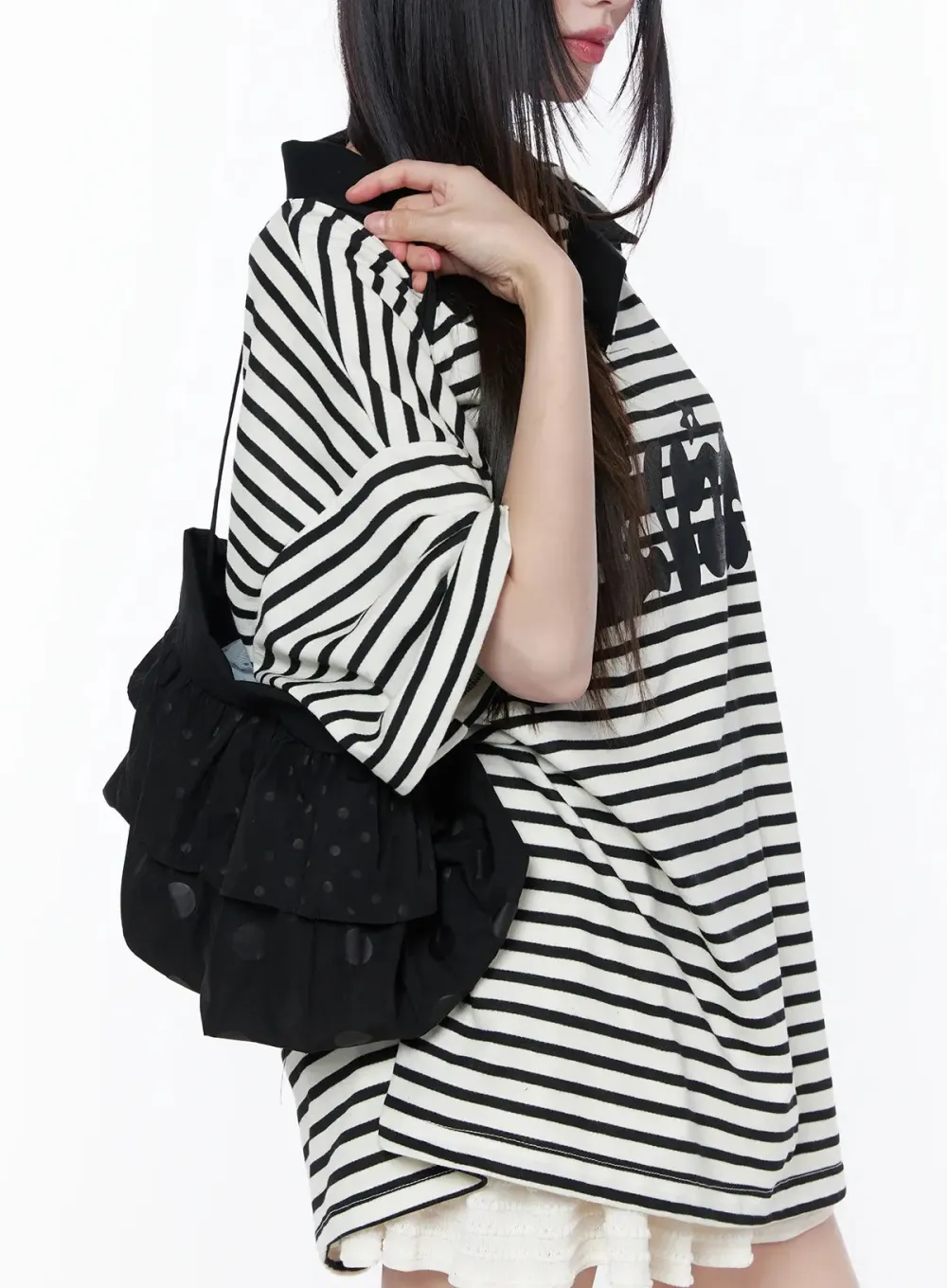Polka Dot Ruffle Shoulder Bag