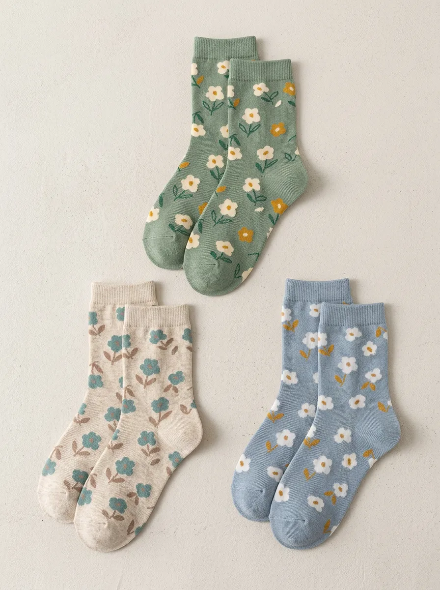 Women's Garden Daisy Crew Sock Set