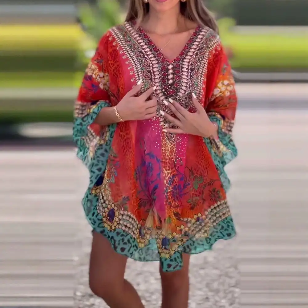 Women's Fitted V-Neck Floral Belted Dress