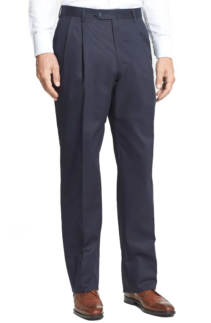 Smart Microfiber Performance Flat Front Pleated Front Short Rise Trousers