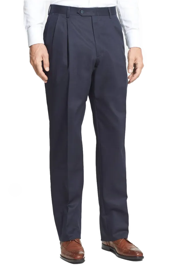 Casual Microfiber Performance Flat Front Pleated Front Regular Rise Trousers