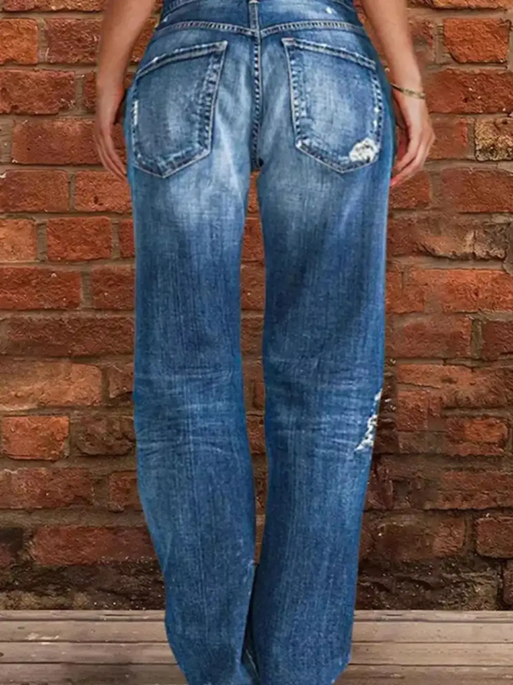 Floral Stretch Distressed Denim Jeans