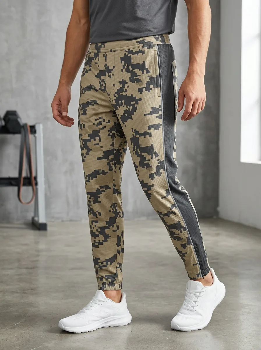 Men's Fitness Training Digital Camo Printed Jogger Pants