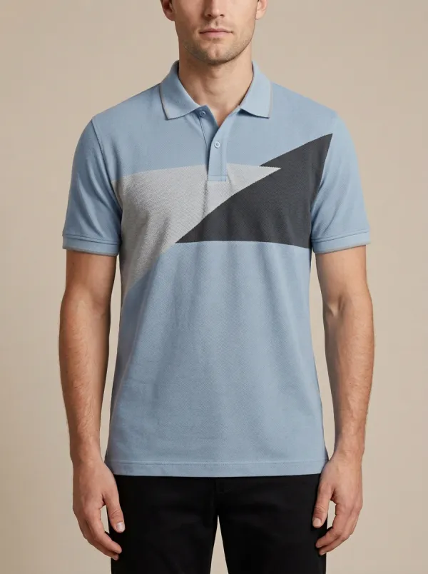 Geometric Colorblock Men's Polo Shirt