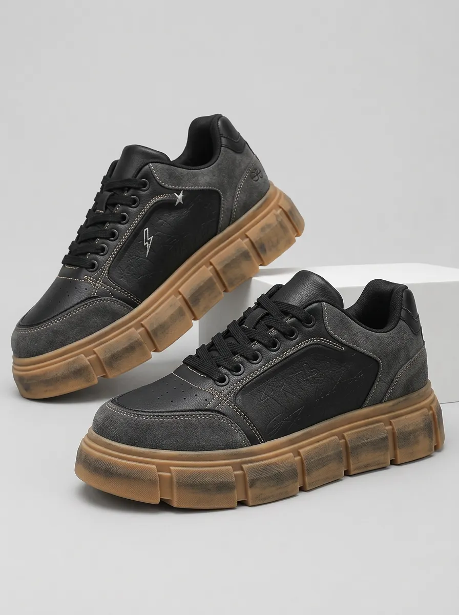 Men's Lightning Star Pattern Distressed Sole Skate Shoes