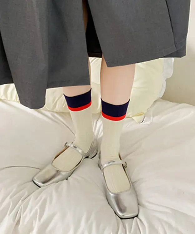Korean Colorblock Mid Calf Socks