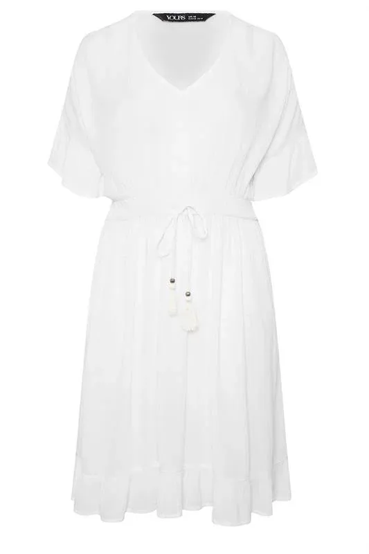White Crinkle Beach Dress