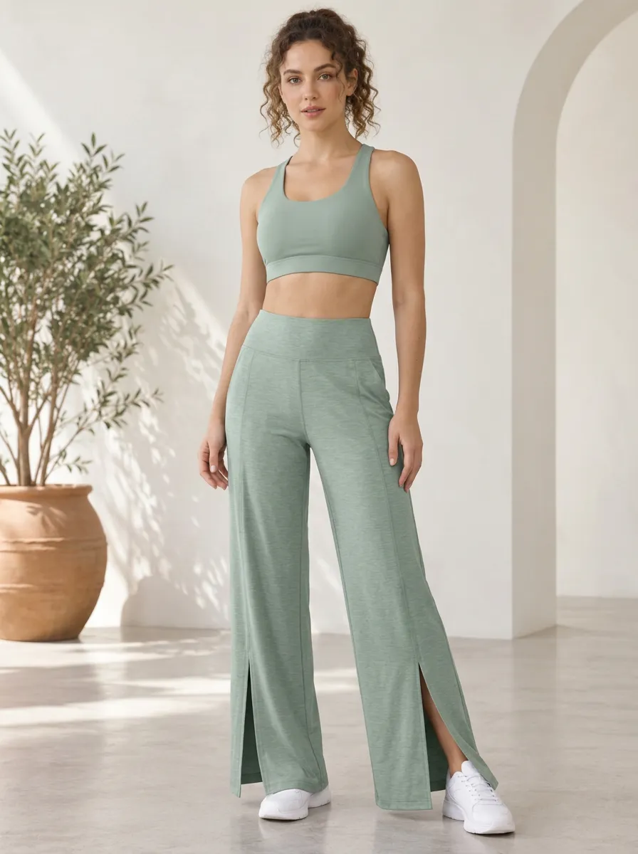 Comfort Motion Women's Wide Leg Slit Training Pants