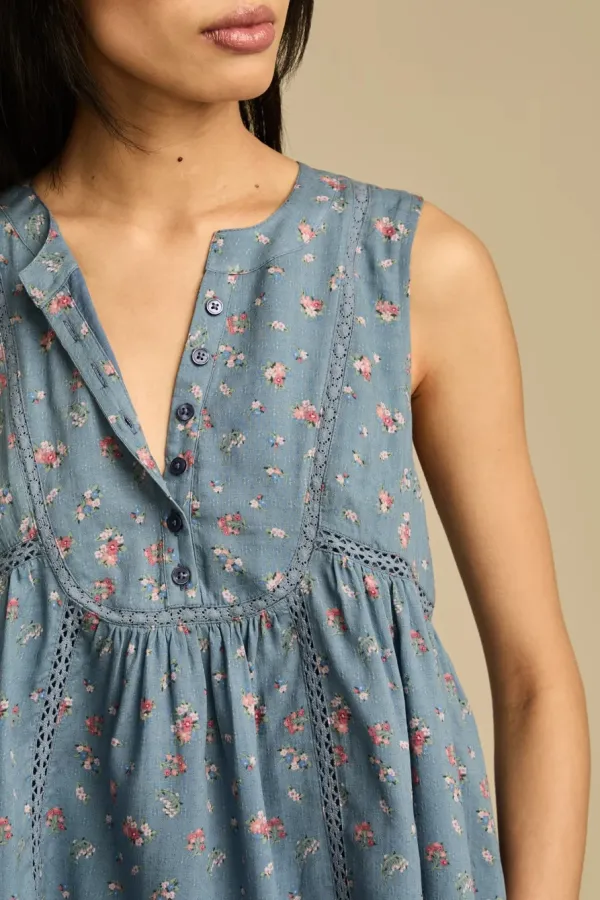 Blue V-Neck Sleevless Shirt