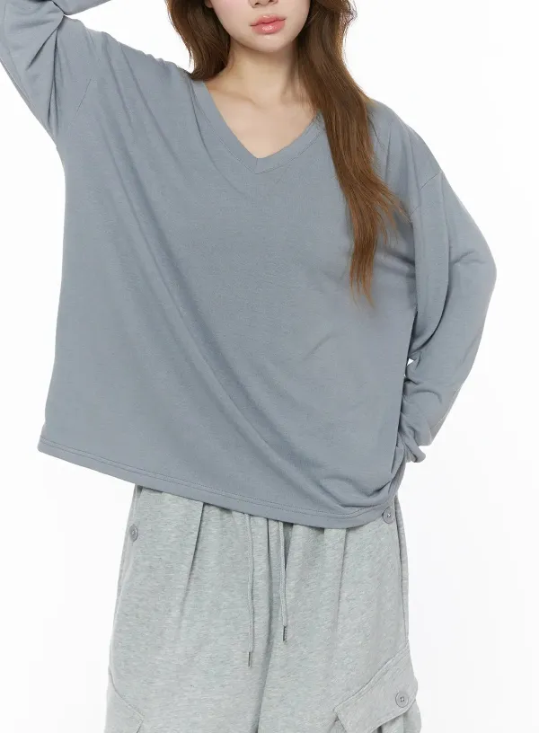 Basic V-Neck Long Sleeve Top