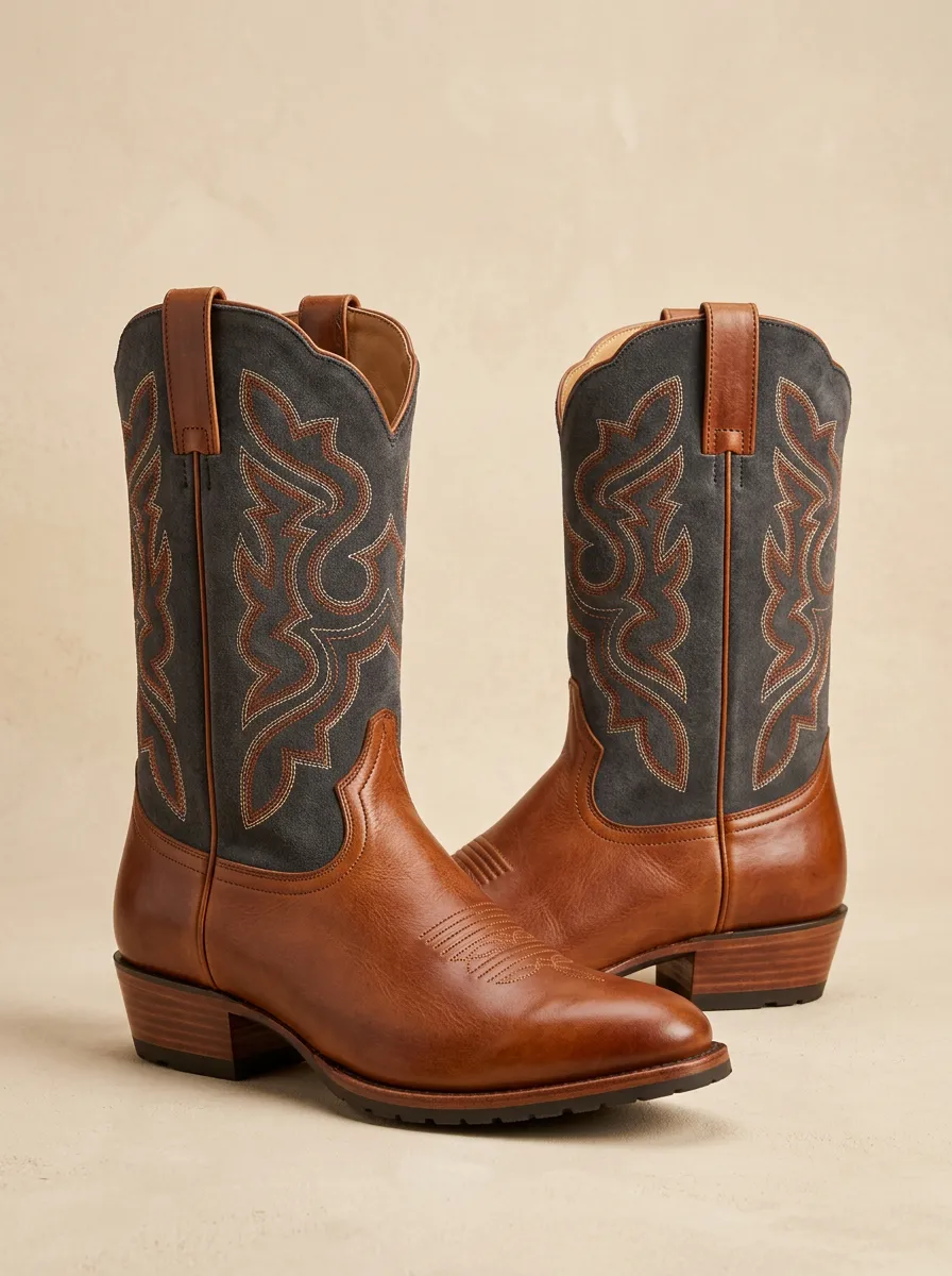 Unisex Western Cowboy Embroidered Western Boots